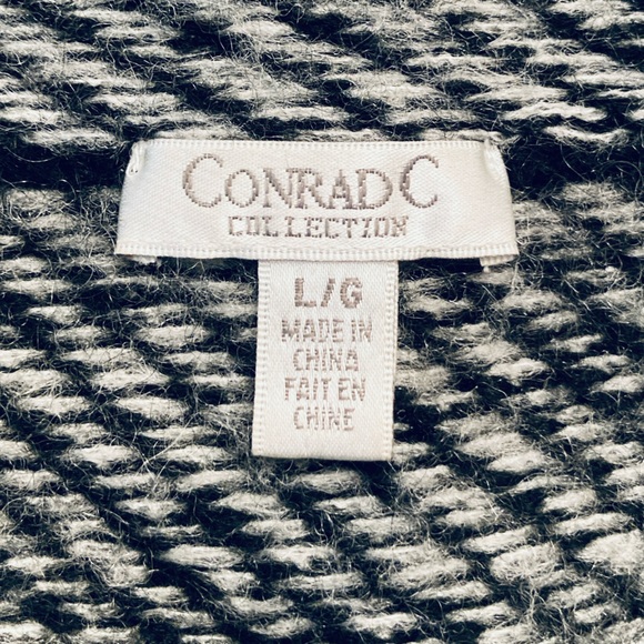 Y2K Shacket Cosy Sweater Size L Black Cream Acrylic/Nylon/Mohair Blend Conrad C - Picture 8 of 10